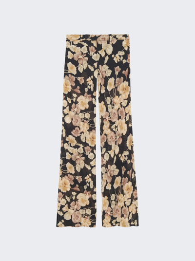 Shop Saint Laurent Flared Pants In Floral Silk Georgette