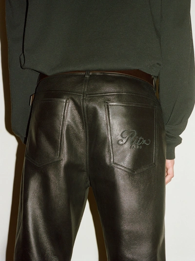 Frame Ritz Men's Leather Pants In White