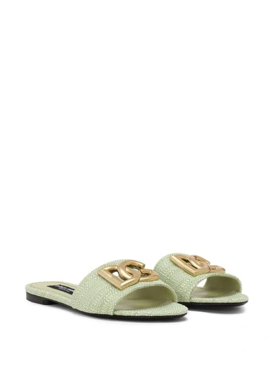 Shop Dolce & Gabbana Slippers With Logo In Green