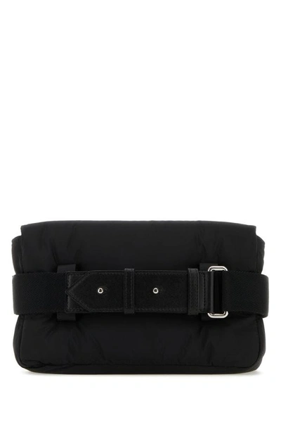 Shop Alexander Mcqueen Man Black Nylon The Puffy Knuckle Belt Bag