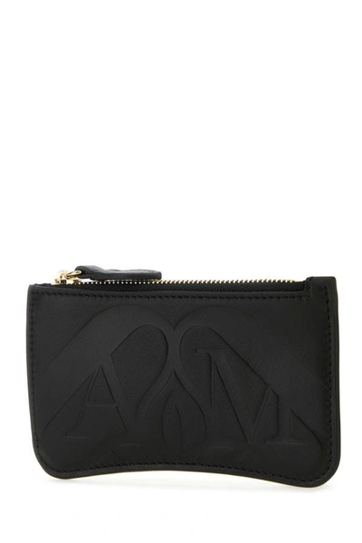 Alexander Mcqueen Women Black Leather Card Holder In Black