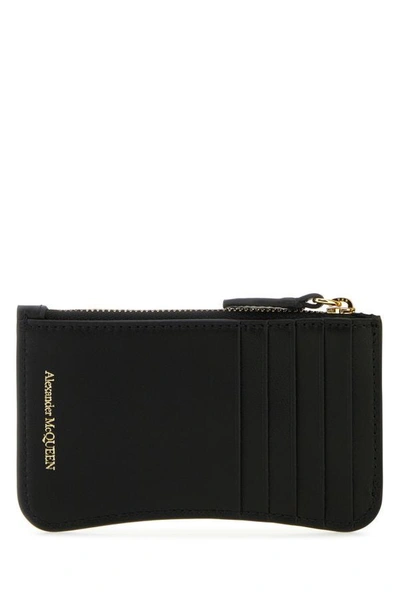 Alexander Mcqueen Women Black Leather Card Holder In Black