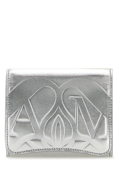 Shop Alexander Mcqueen Woman Silver Leather Wallet