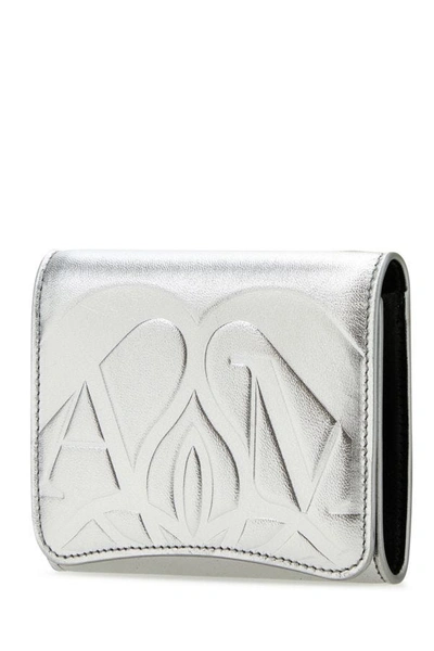 Shop Alexander Mcqueen Woman Silver Leather Wallet