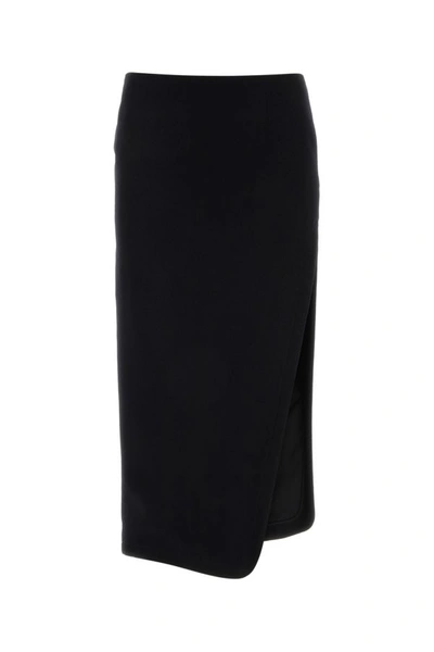 Ann Demeulemeester Felted Skirt With Velvet Texture And Asymmetric Hem In Black