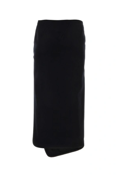 Ann Demeulemeester Felted Skirt With Velvet Texture And Asymmetric Hem In Black