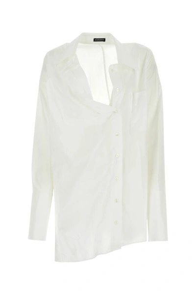Shop Ann Demeulemeester Woman White Poplin Shirt
