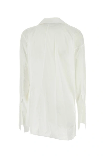 Shop Ann Demeulemeester Woman White Poplin Shirt