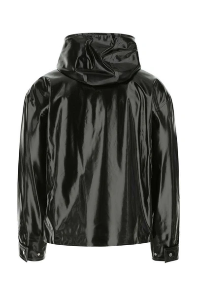 Shop Bottega Veneta Man Black Coated Polyester Jacket