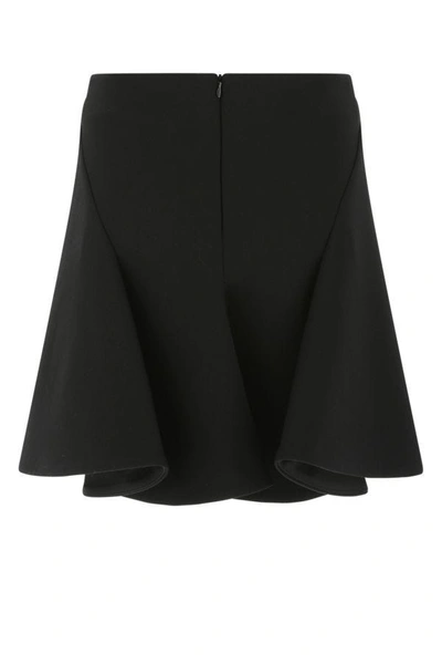 Shop Bottega Veneta Woman Black Stretch Wool Blend Mini Skirt