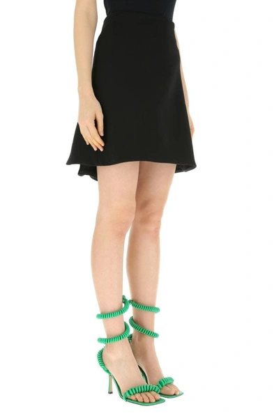 Shop Bottega Veneta Woman Black Stretch Wool Blend Mini Skirt