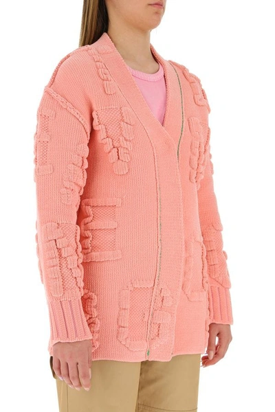 Shop Bottega Veneta Woman Pink Chenille Cardigan