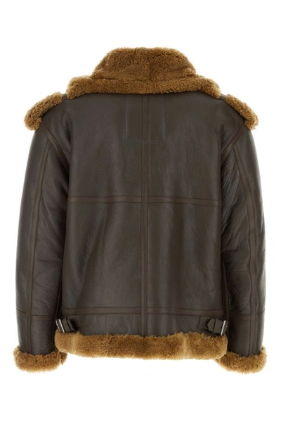 Shop Burberry Man Dark Brown Leather Jacket