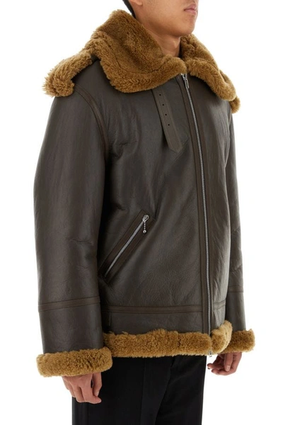 Shop Burberry Man Dark Brown Leather Jacket