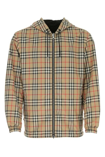 Shop Burberry Man Printed Polyester Reversible K-way In Multicolor