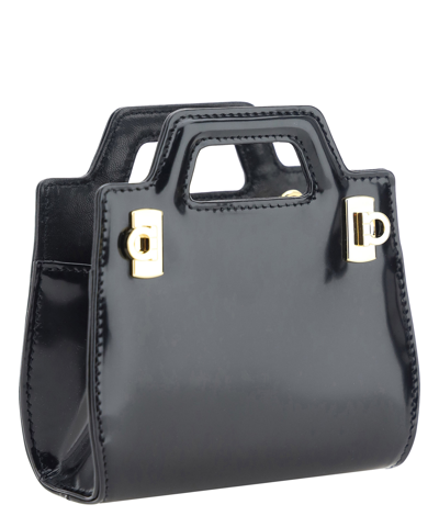 Shop Ferragamo Wanda Micro Shoulder Bag In Black