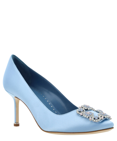 Shop Manolo Blahnik Hangisi Pumps In Lightblue