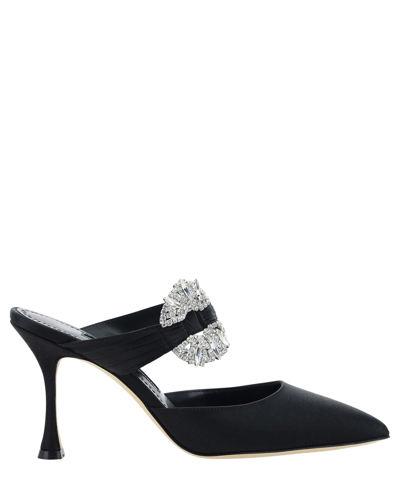 Shop Manolo Blahnik Maidugura Heeled Mules In Black