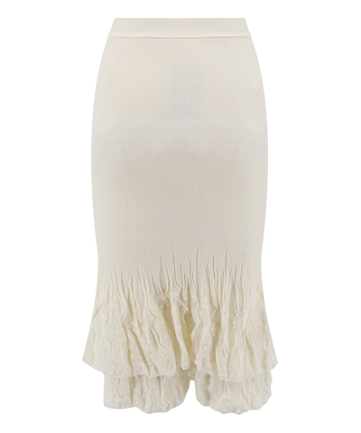 Shop Bottega Veneta Midi Skirt In White