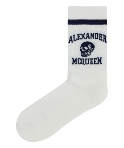 Shop Alexander Mcqueen Varsity Socks In White