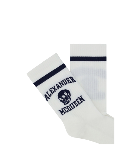 Shop Alexander Mcqueen Varsity Socks In White