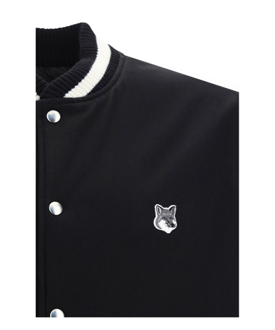 Shop Maison Kitsuné College Teddy Blouson Jacket In Black
