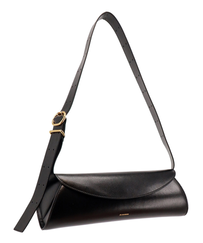 Jil Sander Mini Cannolo Shoulder Bag In Black