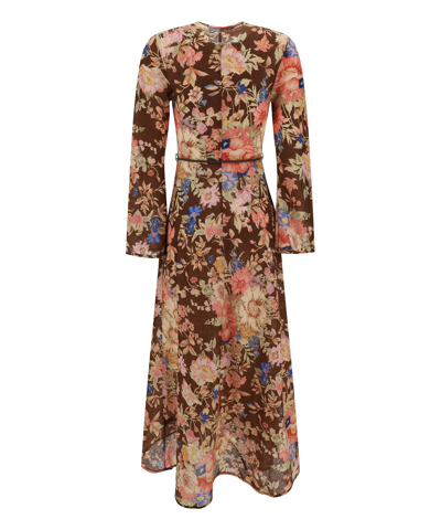 Shop Zimmermann August Bias Midi Dress In Multicolor