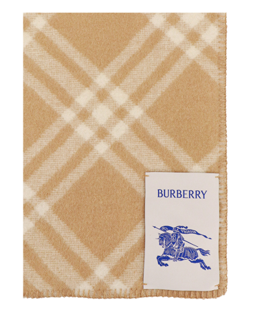 Shop Burberry Wool Scarf In Beige