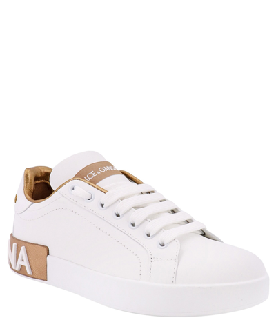 Dolce & Gabbana Women White Nappa Leather Portofino Sneakers In White