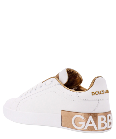 Dolce & Gabbana Women White Nappa Leather Portofino Sneakers In White