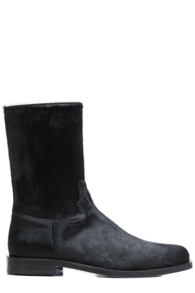 Shop Dries Van Noten Round Toe Ankle Boots In Black