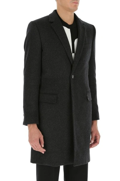Shop Dolce & Gabbana Man Slate Wool Blend Coat In Black