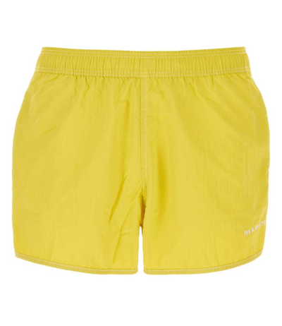 Shop Isabel Marant Vicente Logo Embroidered Swim Shorts In Yellow