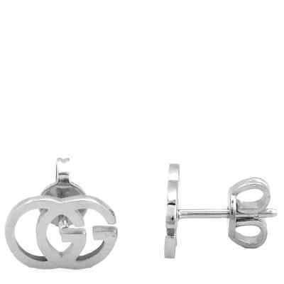 Pre-owned Gucci Running Stud Earrings In 18kt White Gold