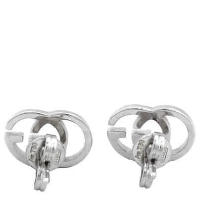 Pre-owned Gucci Running Stud Earrings In 18kt White Gold