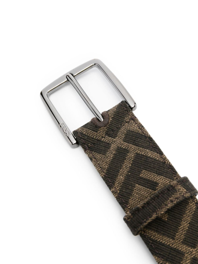 Shop Fendi Men Ff Logo Print Belt In Brown