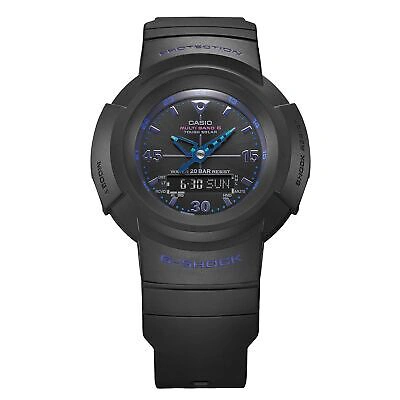 Pre-owned Casio G-shock Awg-m520vb-1ajf Virtual Blue Series Radio Solar Watch Black Men's