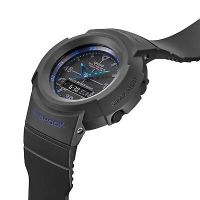 Pre-owned Casio G-shock Awg-m520vb-1ajf Virtual Blue Series Radio Solar Watch Black Men's