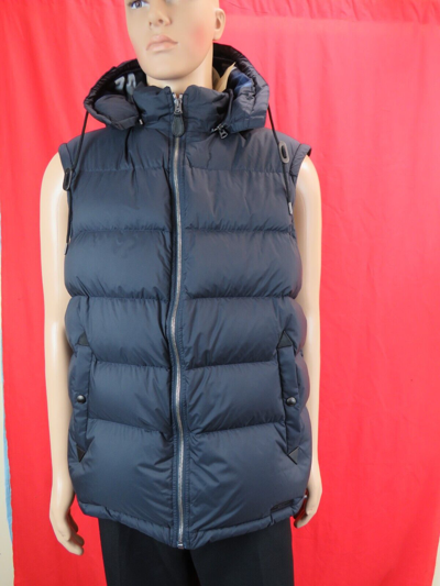 Pre-owned Burberry Basford 2 In 1 Blue Navy Check Detachable Hooded Down Puffer Jacket Xl
