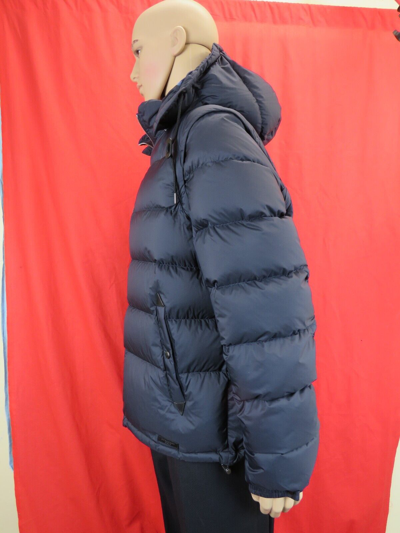 Pre-owned Burberry Basford 2 In 1 Blue Navy Check Detachable Hooded Down Puffer Jacket Xl
