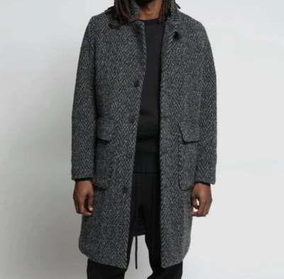 Pre-owned Twenty Montreal $796  Men's Gray Drummond Chevron Wool Overcoat Jacket Size 2xl