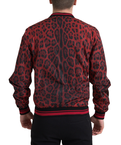 Pre-owned Dolce & Gabbana Jacket Red Leopard Bomber Short Coat S. It44 /us34/xs Rrp $1800