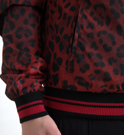Pre-owned Dolce & Gabbana Jacket Red Leopard Bomber Short Coat S. It44 /us34/xs Rrp $1800