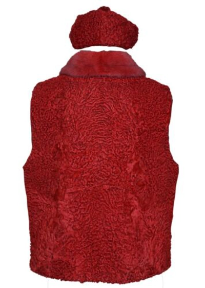Pre-owned Handmade Real Persian Lamb Fur Vest All Sizes & Custom Sizes In Red
