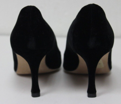 Pre-owned Manolo Blahnik Terlan Black Velvet Heels Pumps Crystal Embellishments 39