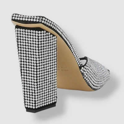 Pre-owned Gia Borghini X Rhw $790  Women's Black Rosie Crystal Slide Sandal Shoes Size 37.5