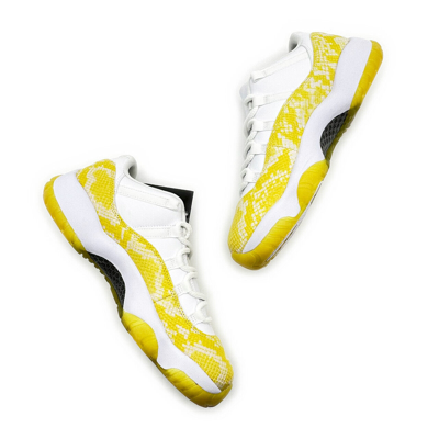 Pre-owned Jordan Ah7860-107 Nike Wmns Air  11 Retro Low Yellow Snake Skin Gold