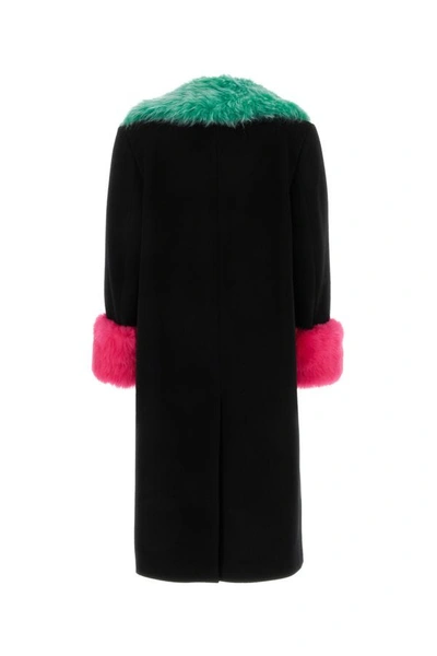 Shop Gucci Woman Black Wool Blend Coat
