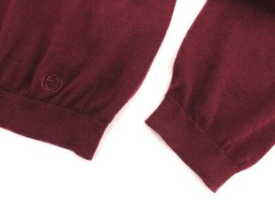 Pre-owned Gucci Dark Red Cashmere Fine Interlocking Gg Pullover Sweater L 369065